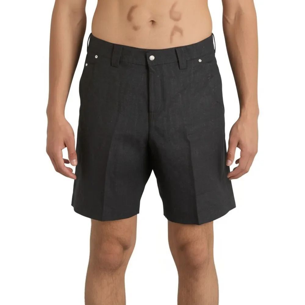 Khaisilk Shorts Black Linen Casual Solid Preppy Mens S NWT
